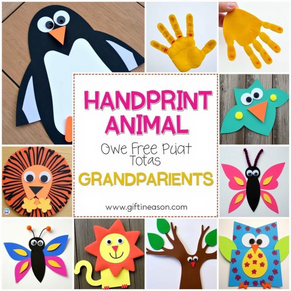 Handprint Animal Art Ideas for Grandparents