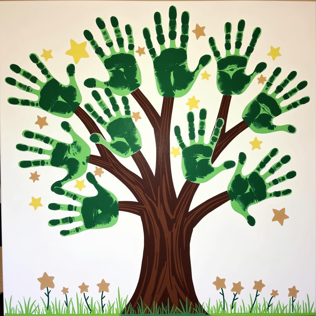 Handprint Family Tree Canvas Art for Grandma