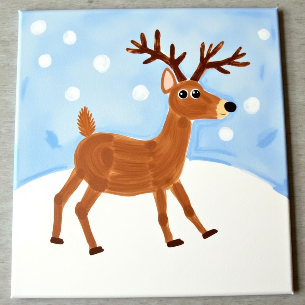 Handprint Footprint Reindeer Canvas Art