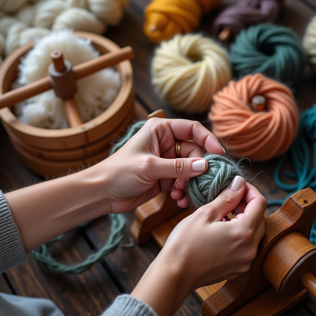 Handspinning with a Wheel and Spindle