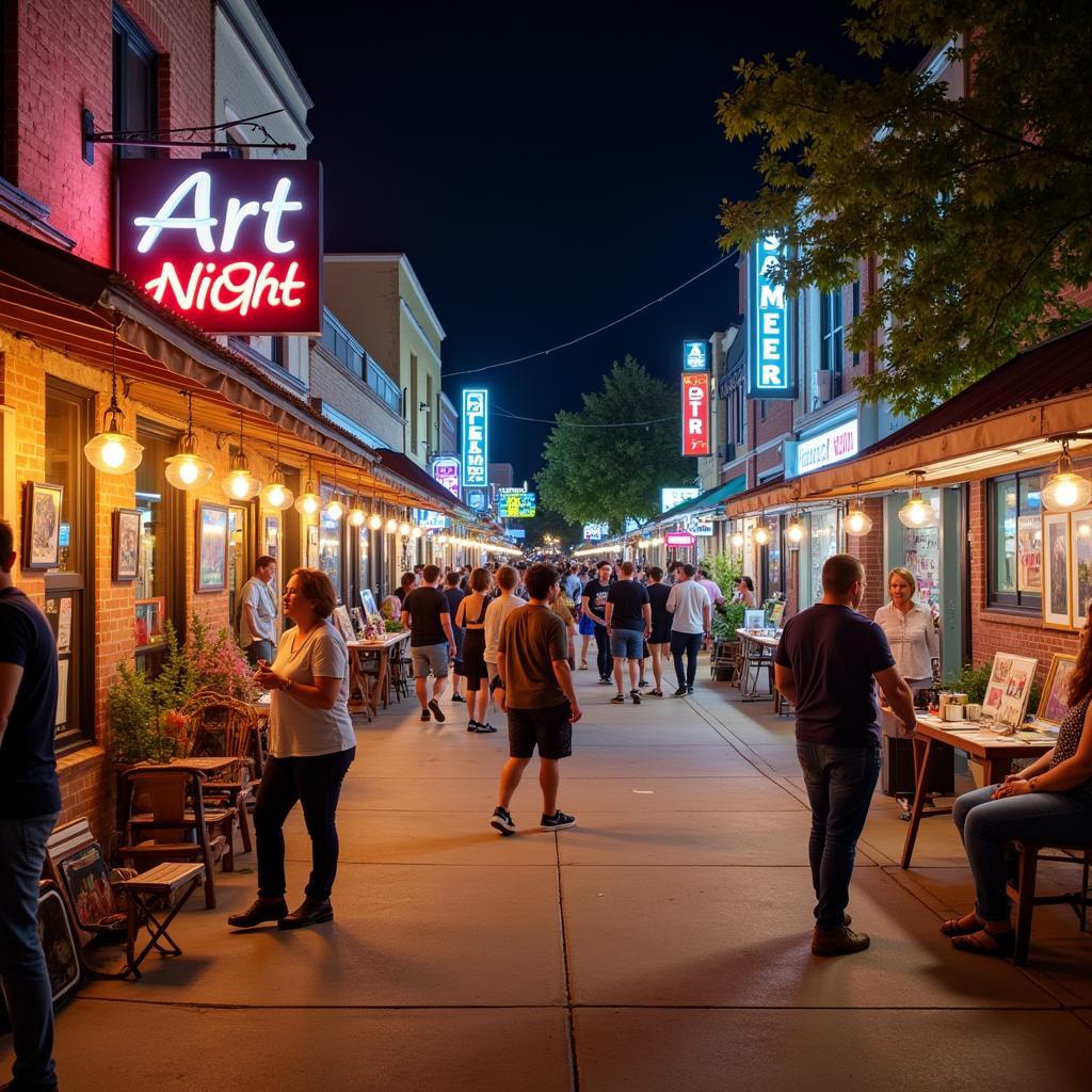 Harlingen Art Night Street Scene with Artists and Attendees