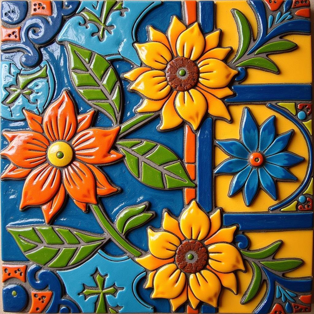 Close-up view of vibrant Harris G Strong tile art showcasing intricate details and craftsmanship.