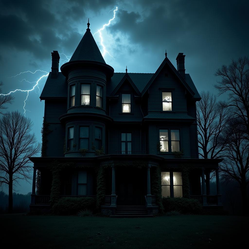 Haunted house in a stormy night