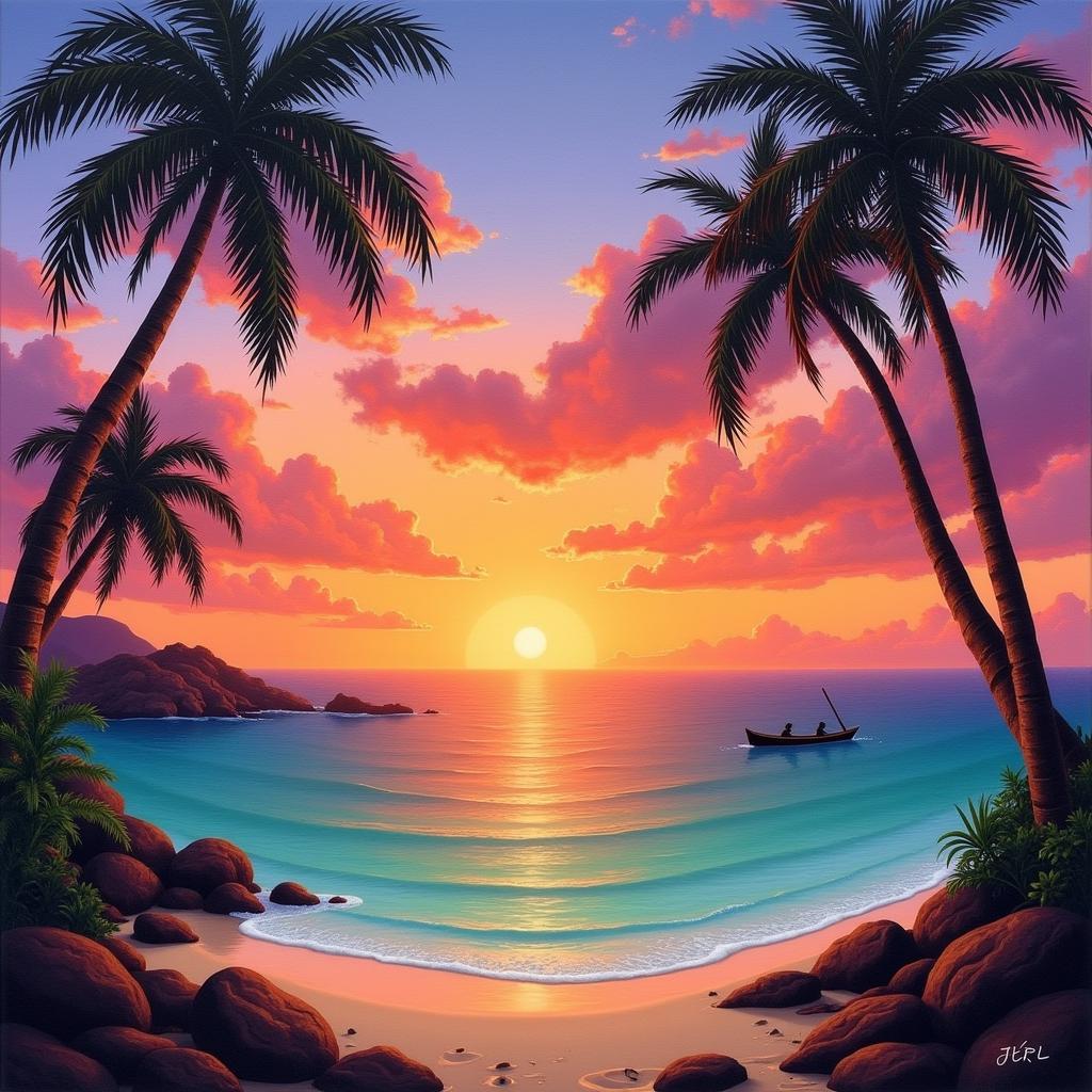 Hawaiian Beach Sunset Painting