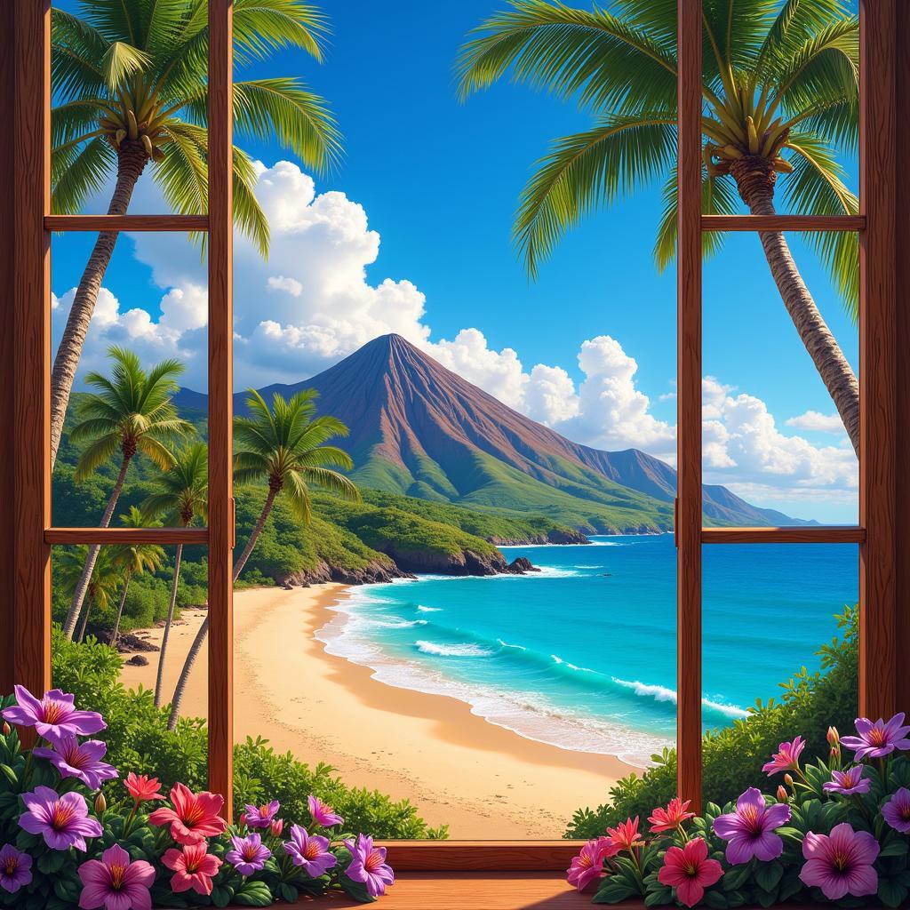 Hawaiian Wall Art Depicting a Tropical Landscape