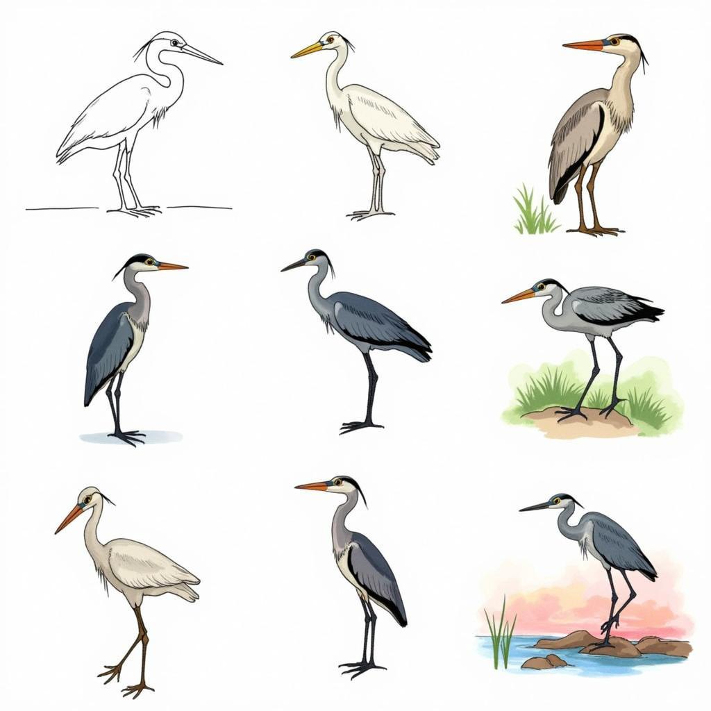 Heron Art Prints in Various Styles