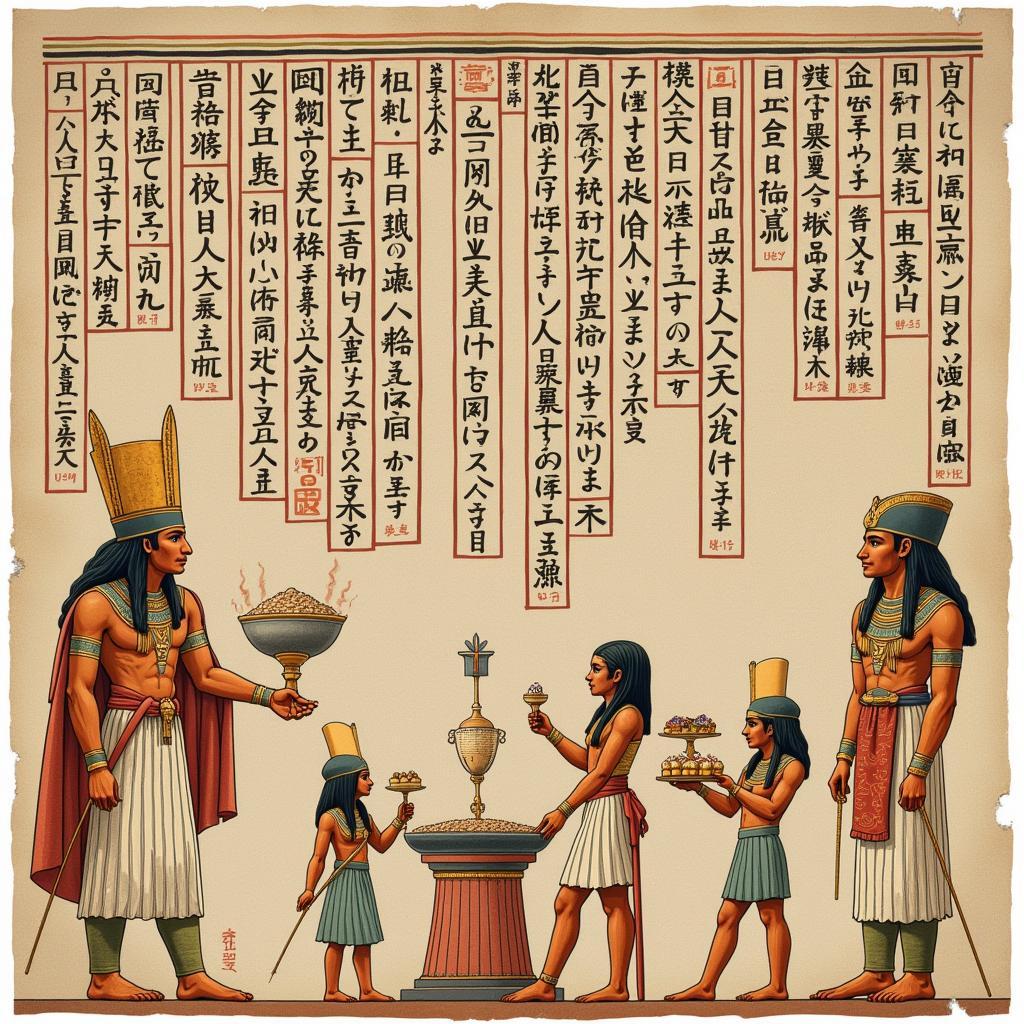 Hieratic Art Depicting Religious Scenes from Ancient Egypt