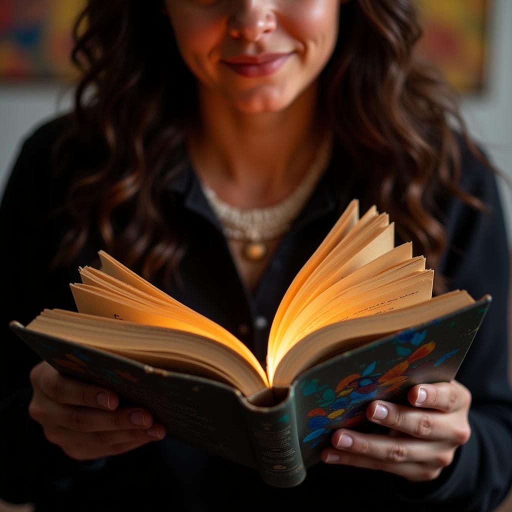 A person immersed in reading a high art book, highlighting the engaging and enriching experience it provides.