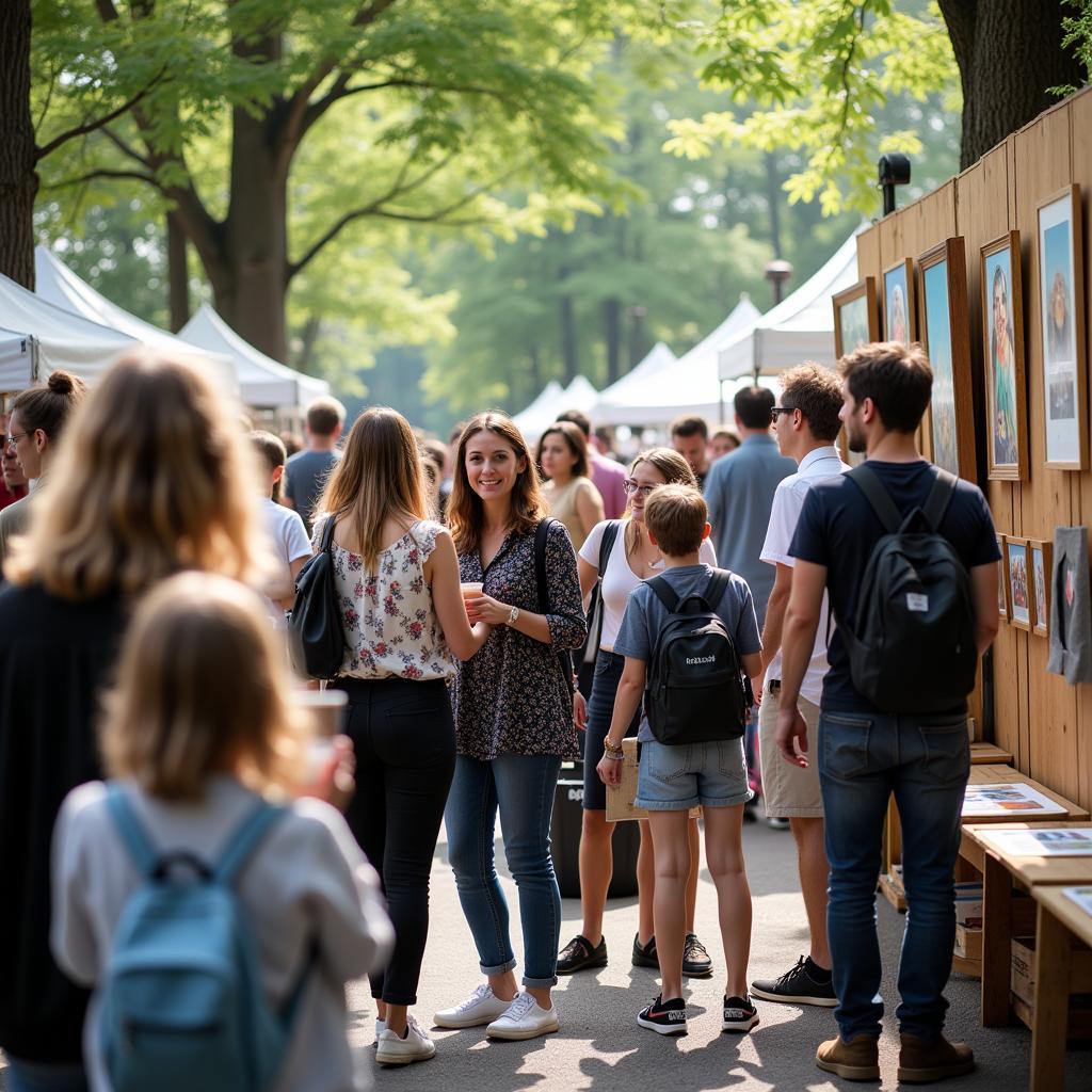 Visitors enjoying art at the Highlands Art Festival in Denver.