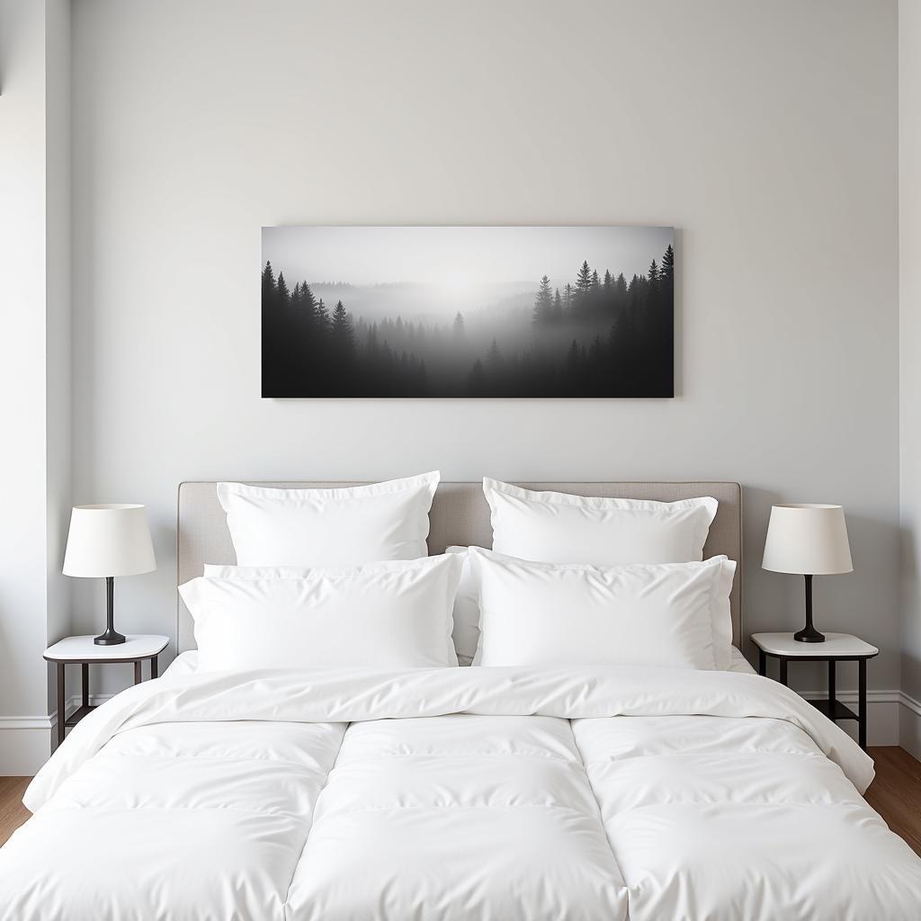 Horizontal Landscape Wall Art in a Bedroom