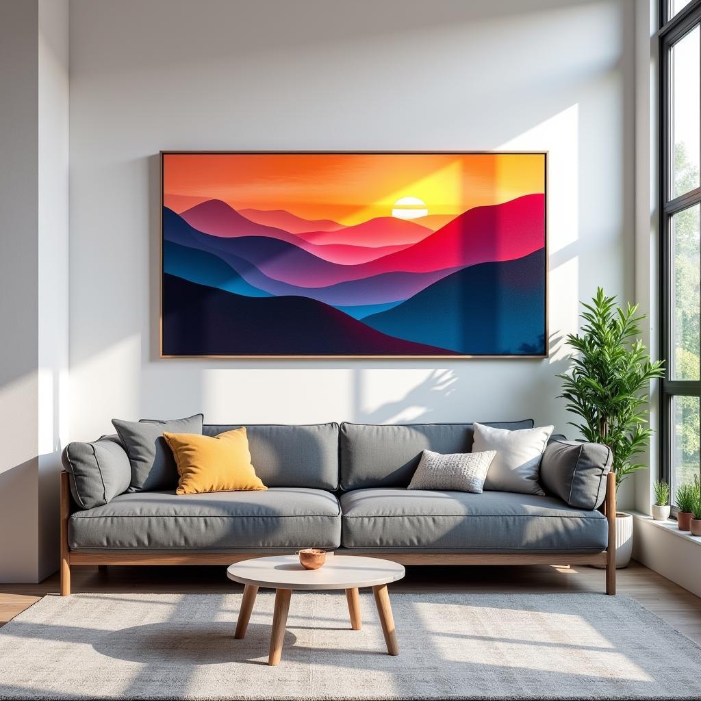 Horizontal Landscape Wall Art in a Living Room