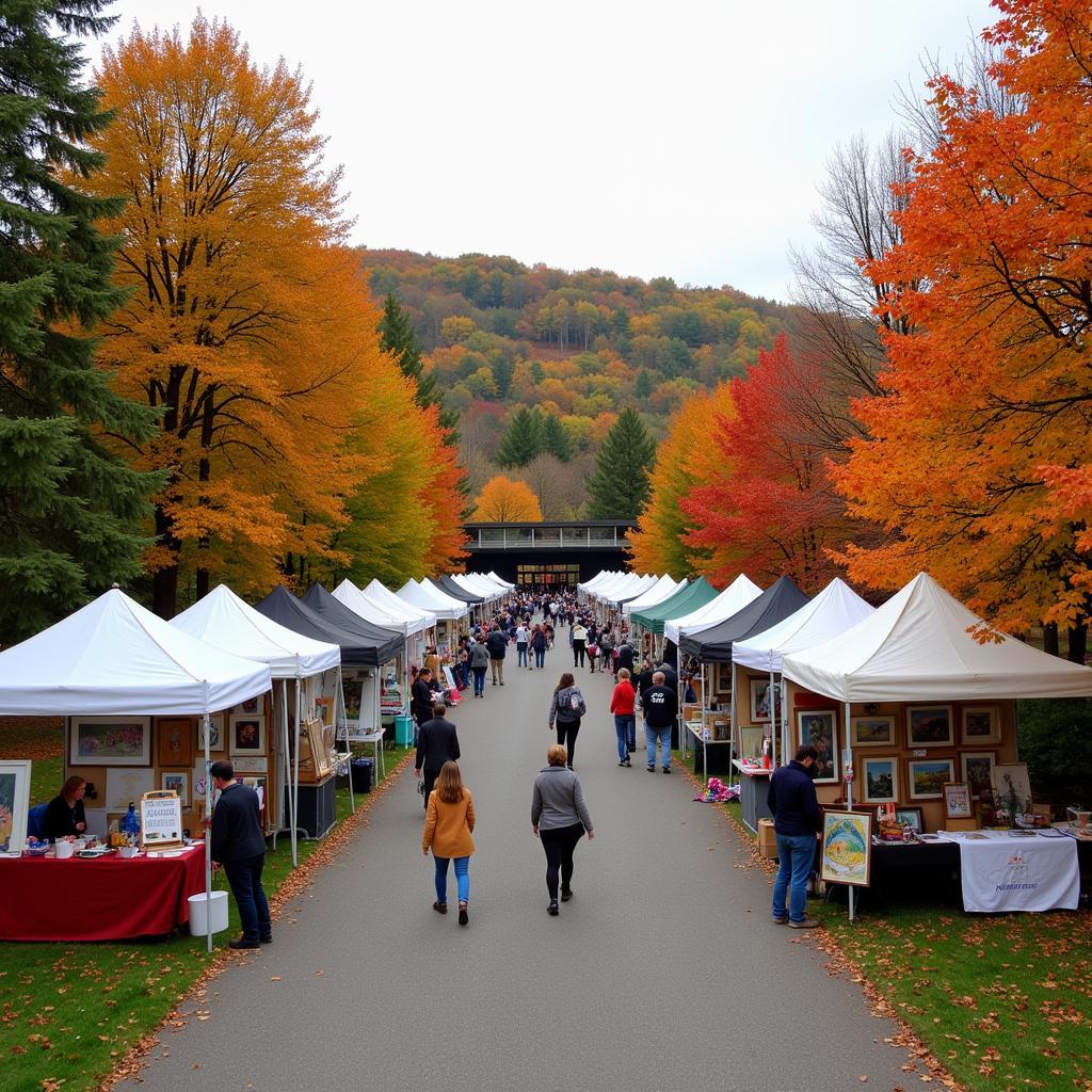 Visitors enjoying the Hueston Woods Arts and Crafts Fair