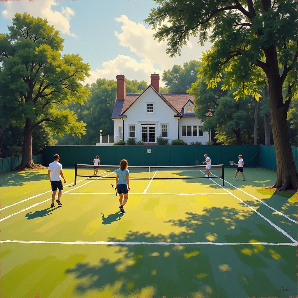 Impressionist Tennis Scene at a Country Club