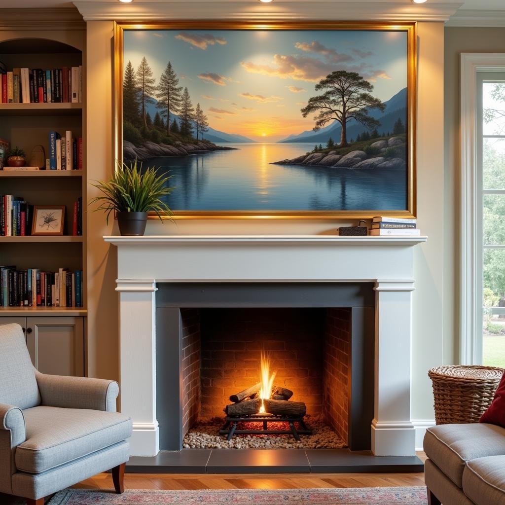 Impressionist Wall Art Above a Fireplace