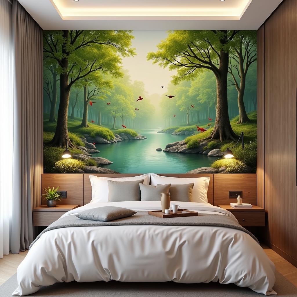 Indian Art Wallpaper Mural in a Bedroom