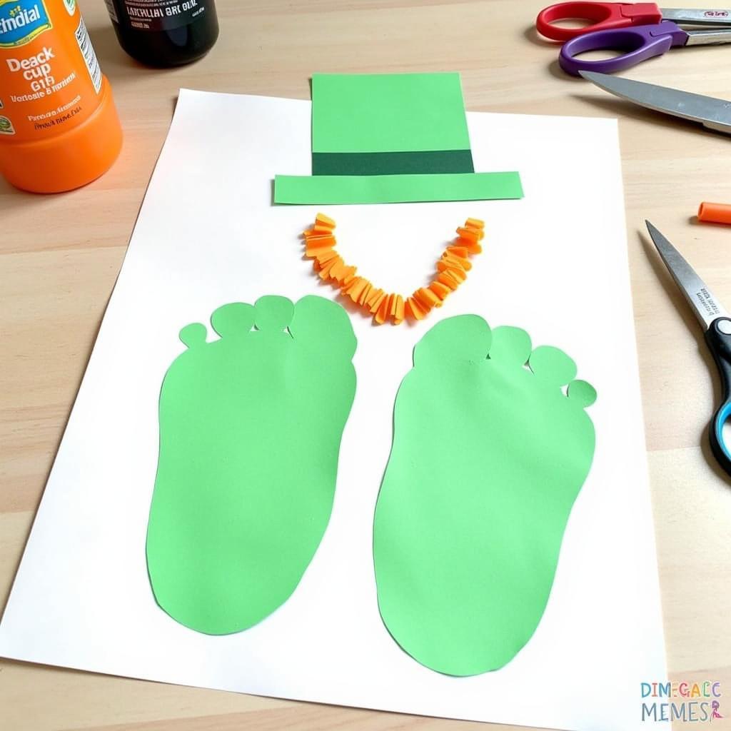 Infant footprint leprechaun St Patrick's day craft