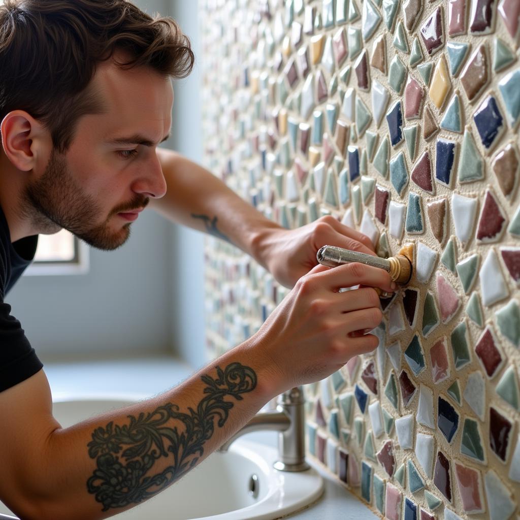 Installing Art Tiles in a Bathroom