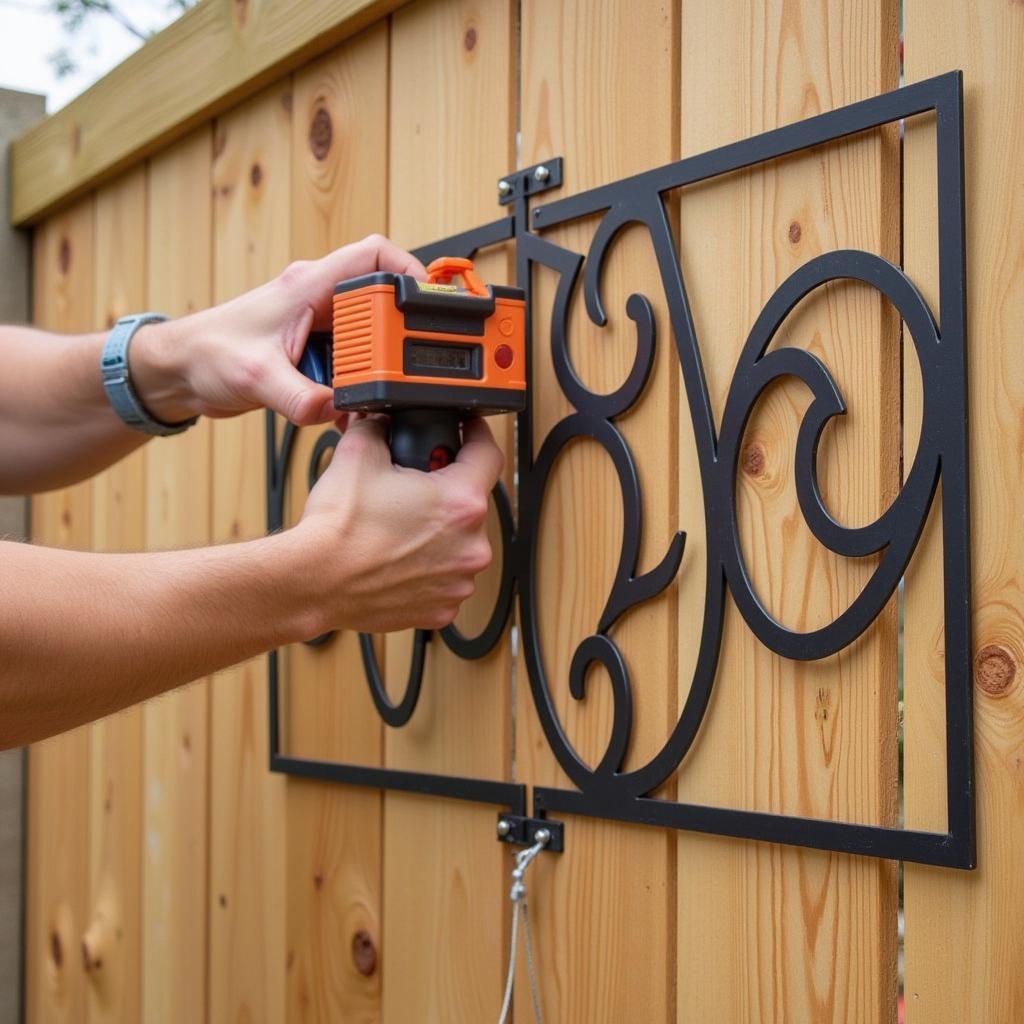 Installing Large Wall Art on a Wooden Fence