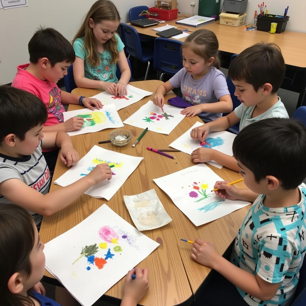 Children Creating Artwork Related to a Story