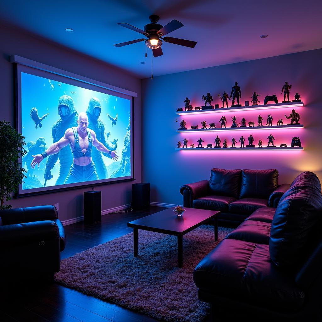 Interactive Gameroom Art with LED Lighting and Projection Mapping