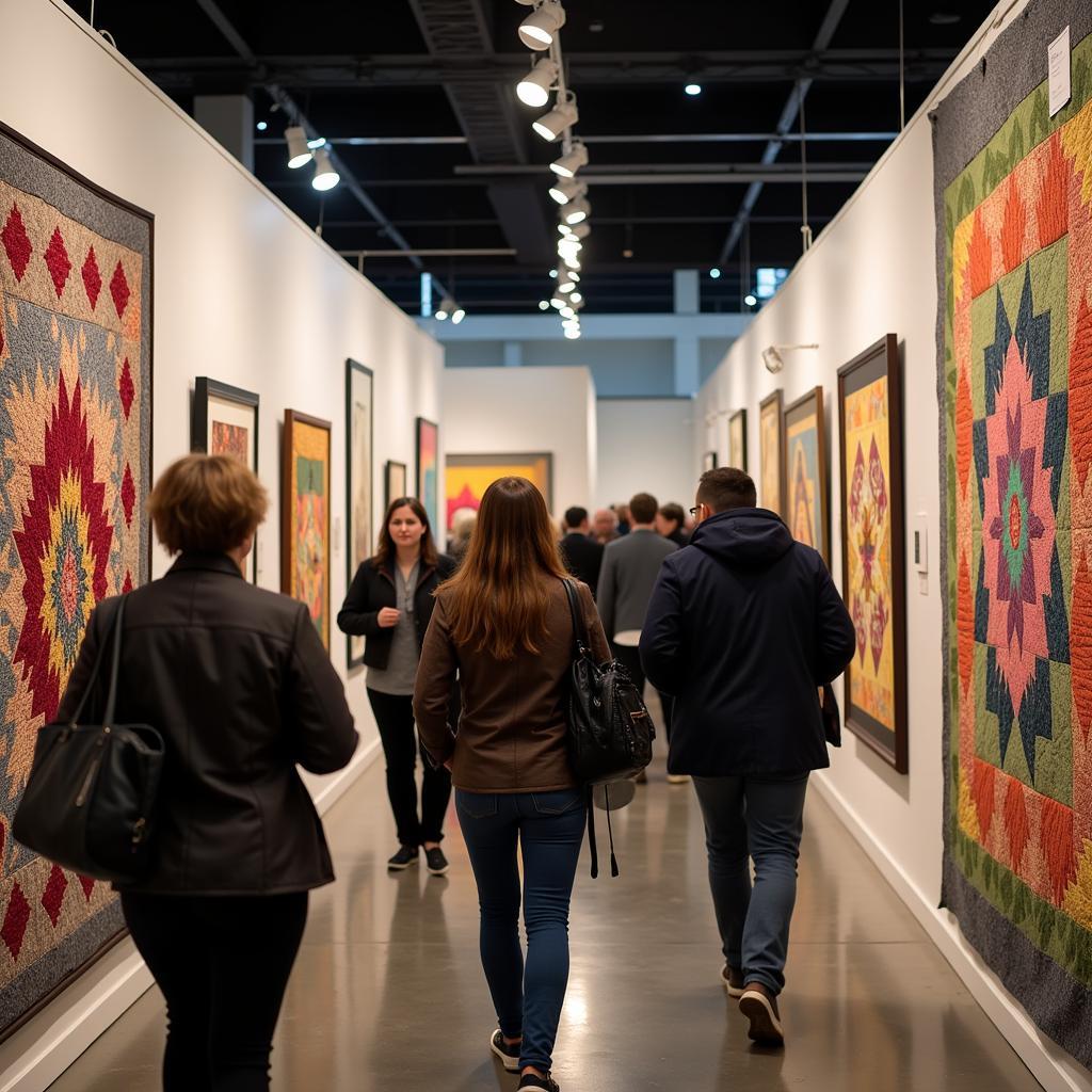 Attendees Exploring the Exhibits at a Quilt and Fiber Arts Festival