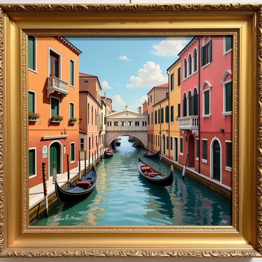 Venice Canal Scene in a Gold Frame