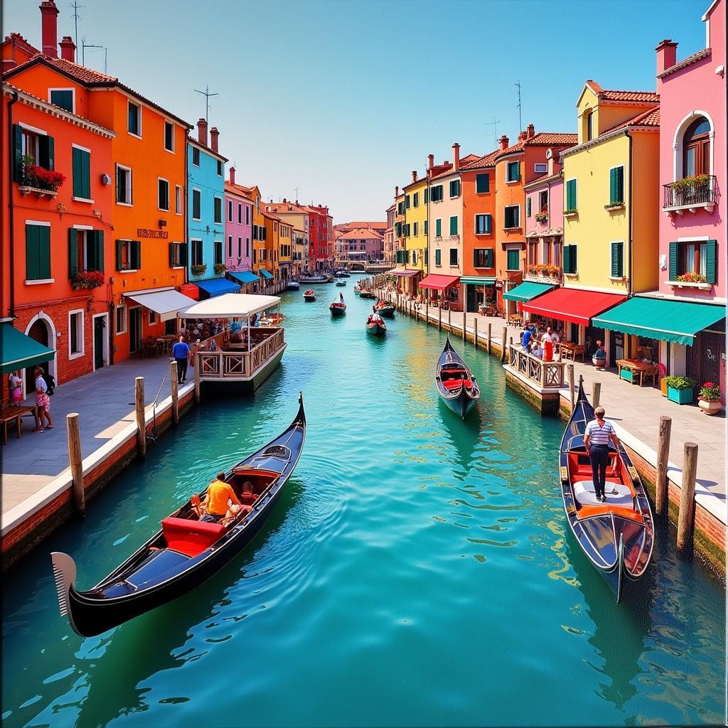 Venice Canal Scene Canvas Wall Art