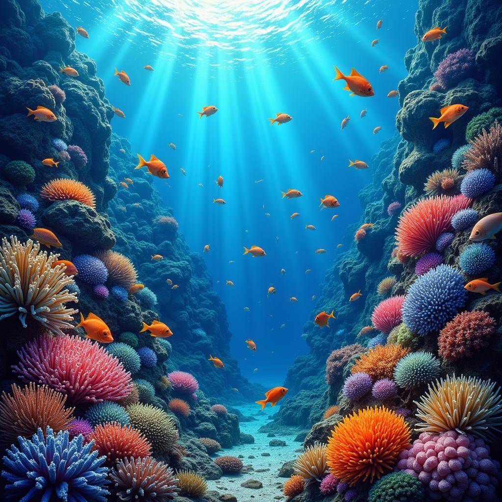 James Prosek Ocean Life: A vibrant underwater scene teeming with diverse marine life, demonstrating Prosek's ability to create captivating compositions.