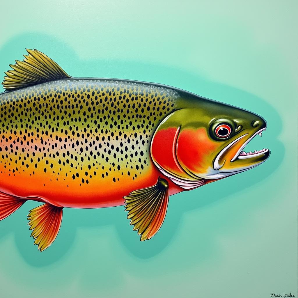 James Prosek Trout Painting: A vibrant depiction of a trout, showcasing Prosek's meticulous detail and mastery of color.