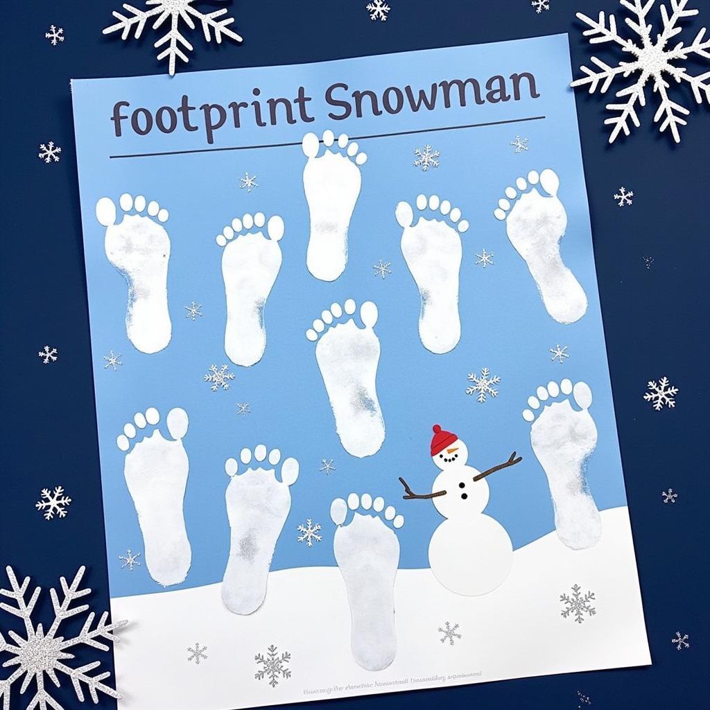 January Footprint Snowman Family Craft