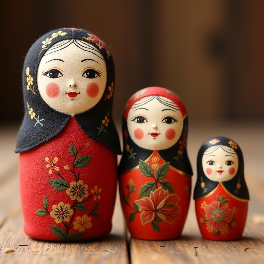 Japanese and Russian folk art dolls displaying their distinct characteristics.