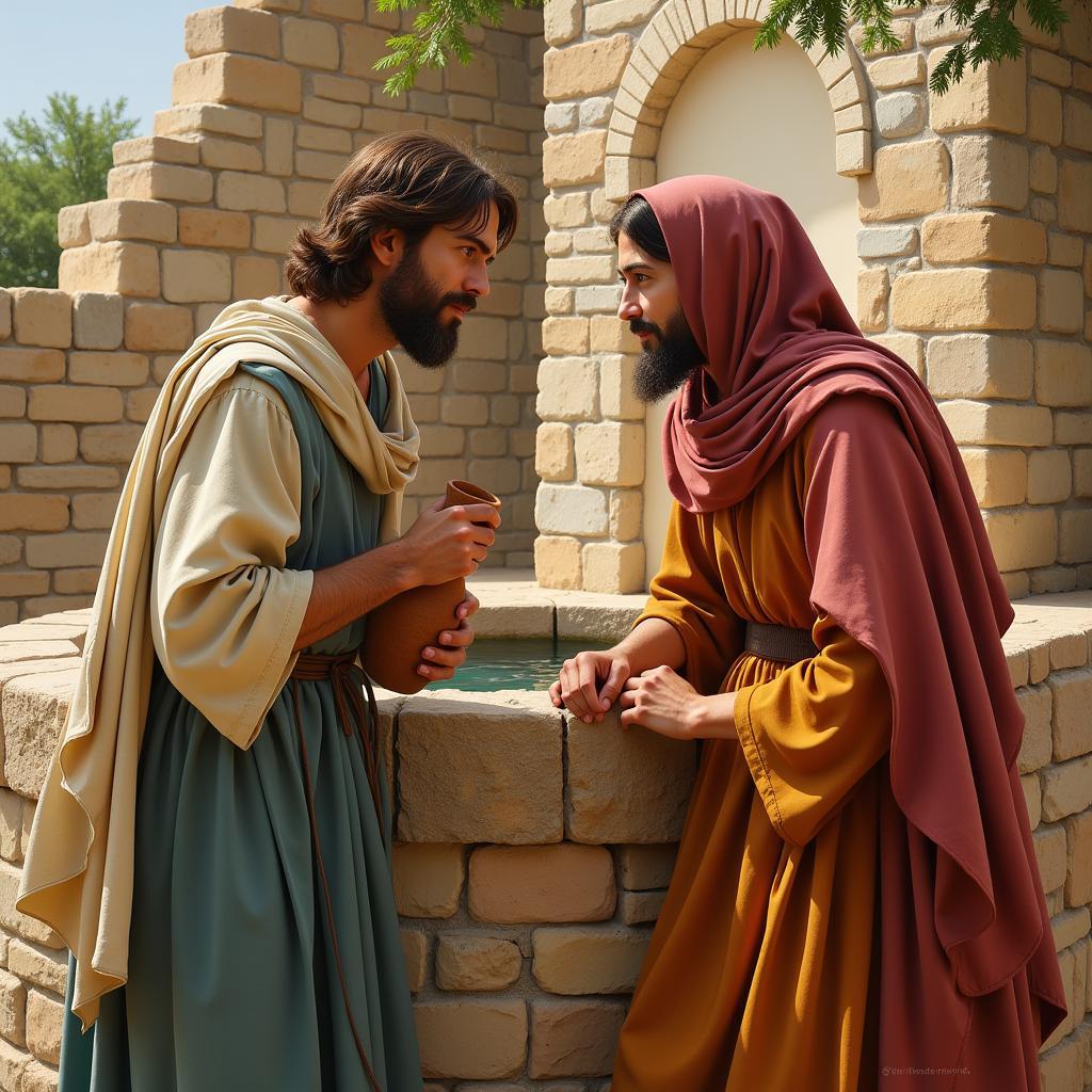 Jesus and the Samaritan Woman at the Well Painting