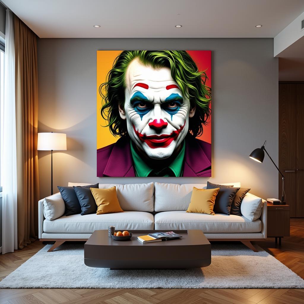 Joker Wall Art in a Modern Living Room