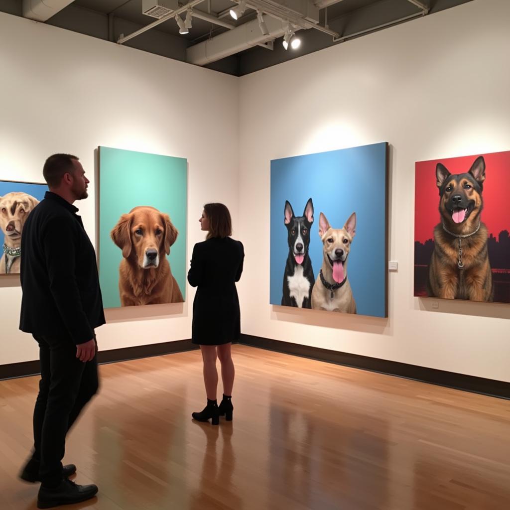 Josh Keyes artwork displayed in a gallery exhibition