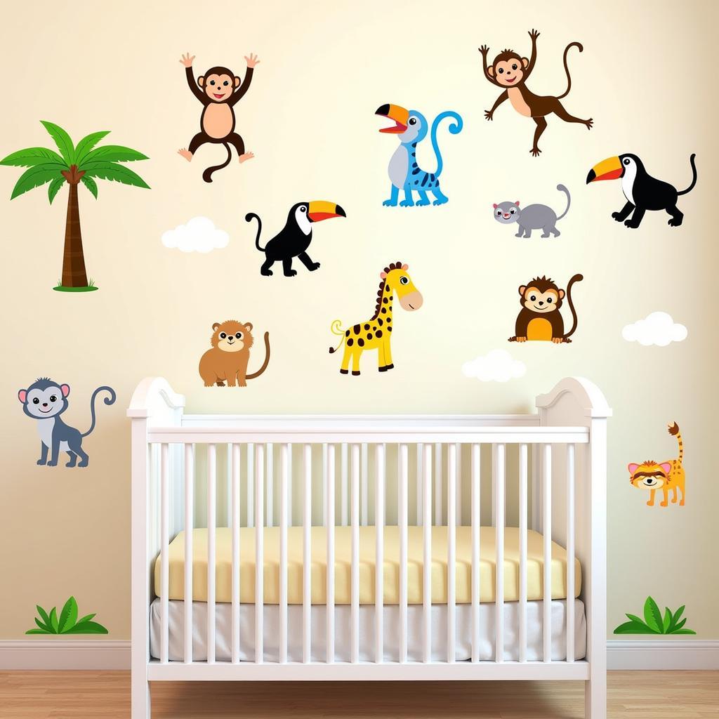 Jungle Wall Art Stickers in a Nursery