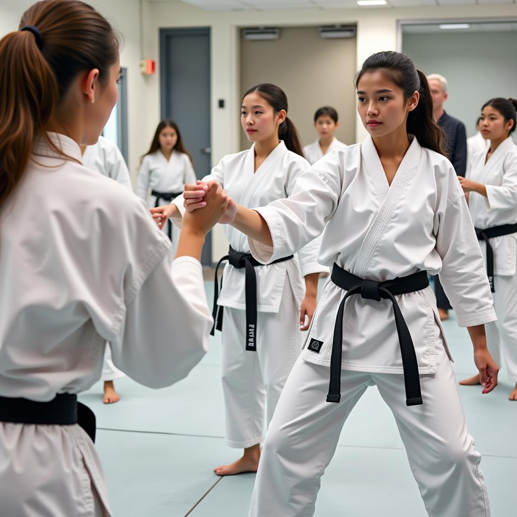 Karate Class in Greenwich: Students practicing Kata