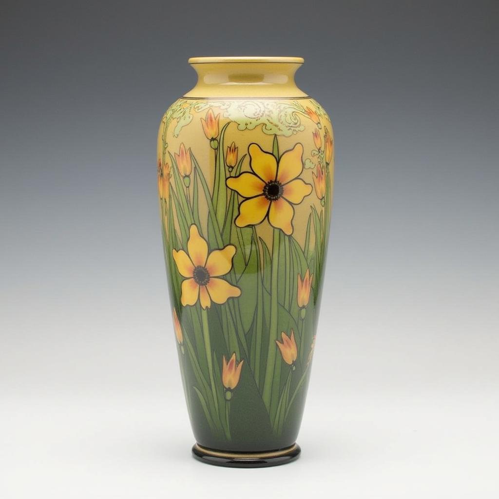 Kayserzinn Art Nouveau Vase with Floral Motifs