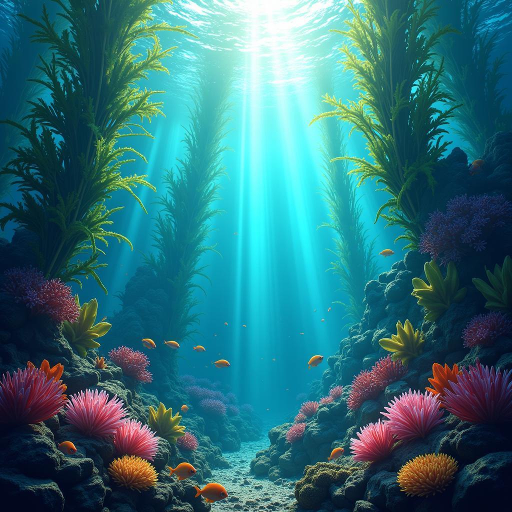 Vibrant Digital Art of a Kelp Forest Ecosystem