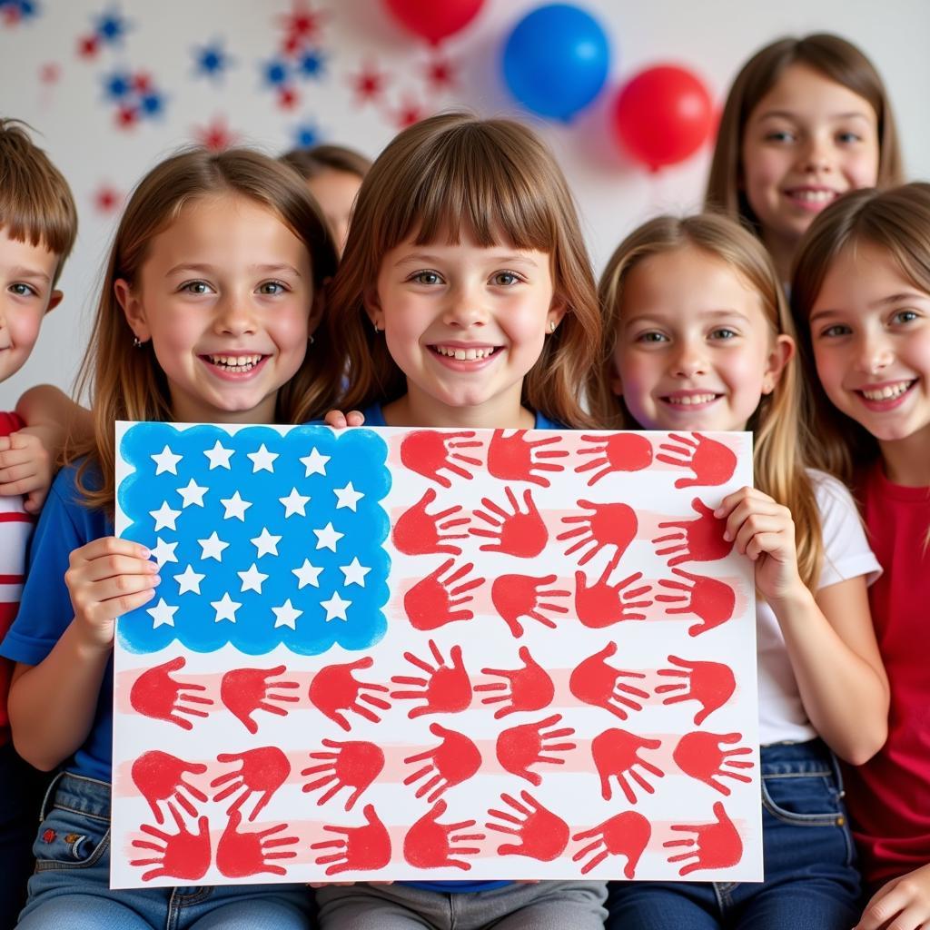 Kids 4th of July Handprint Flag Craft