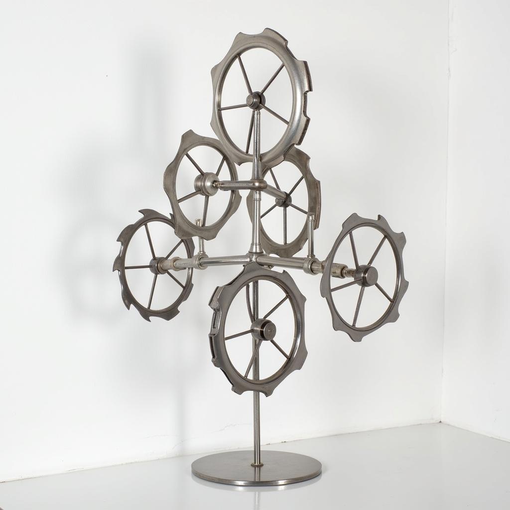 Kinetic Sculpture with Rotating Wheels