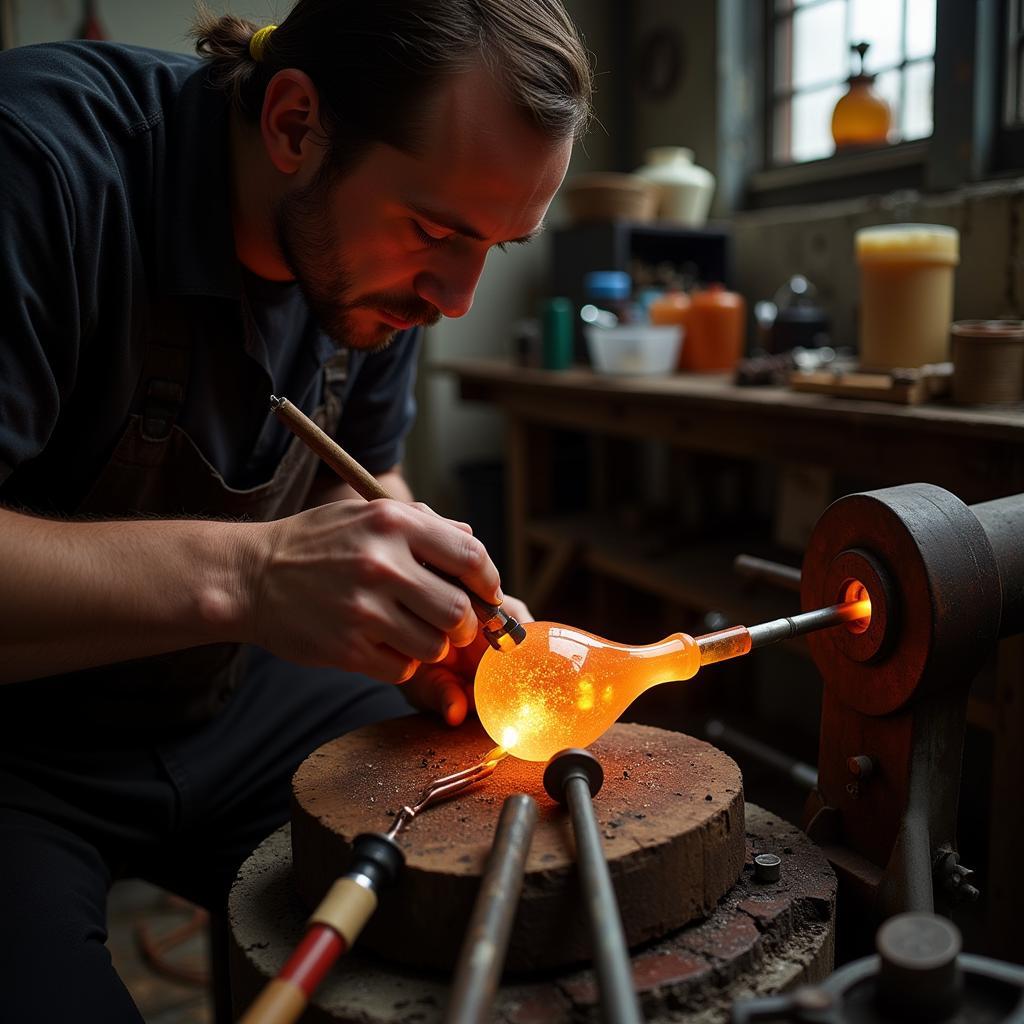 Kissing Glass Artist at Work