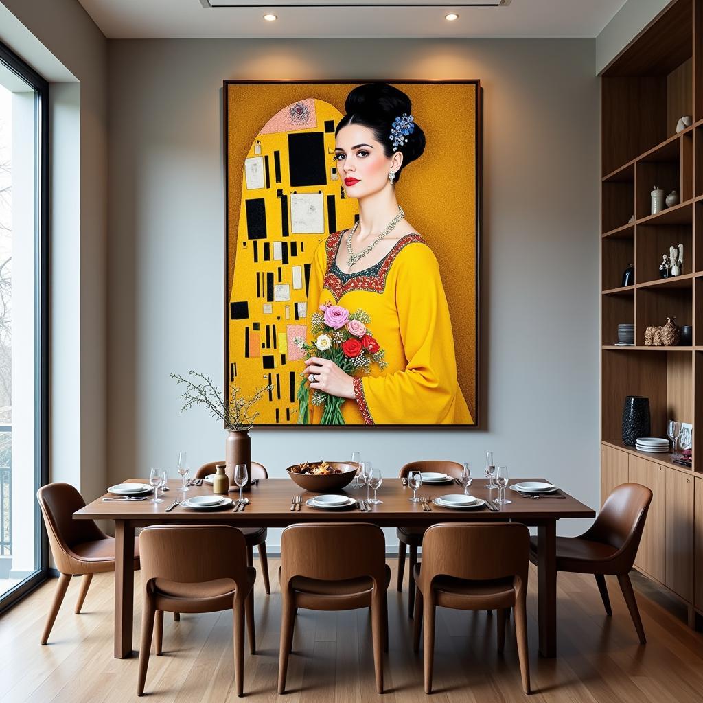 Klimt's Portrait of Adele Bloch-Bauer I in a Dining Room Setting