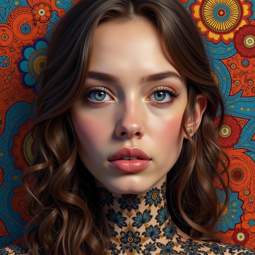 Ksenia Sizaya's digital portrait with vibrant colors and intricate detailing.