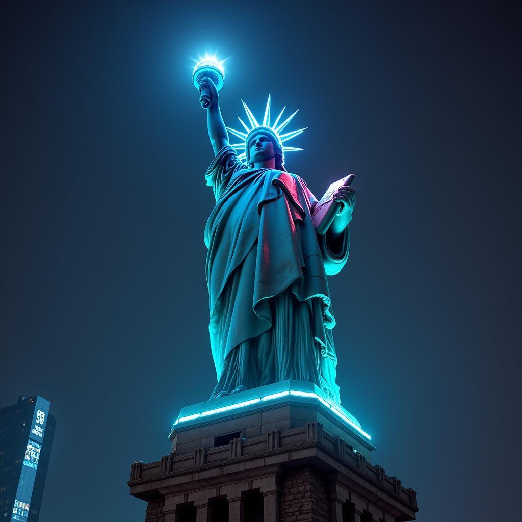 Lady Liberty Cyberpunk Digital Art