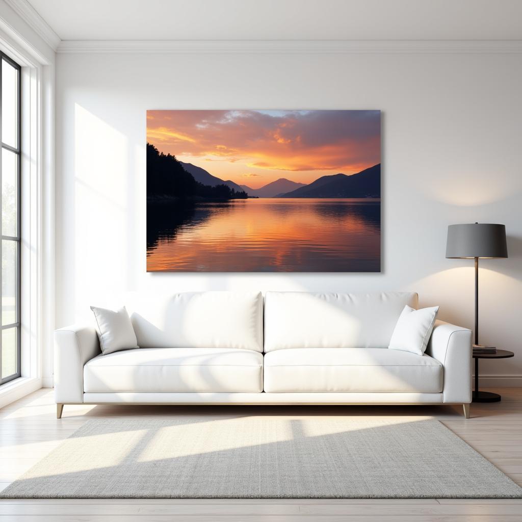 Lake Como Wall Art in a Modern Living Room