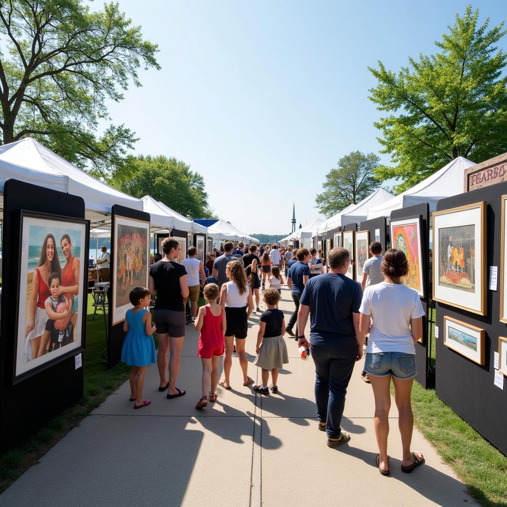 Attendees enjoying the art at the Lakefront Art Festival