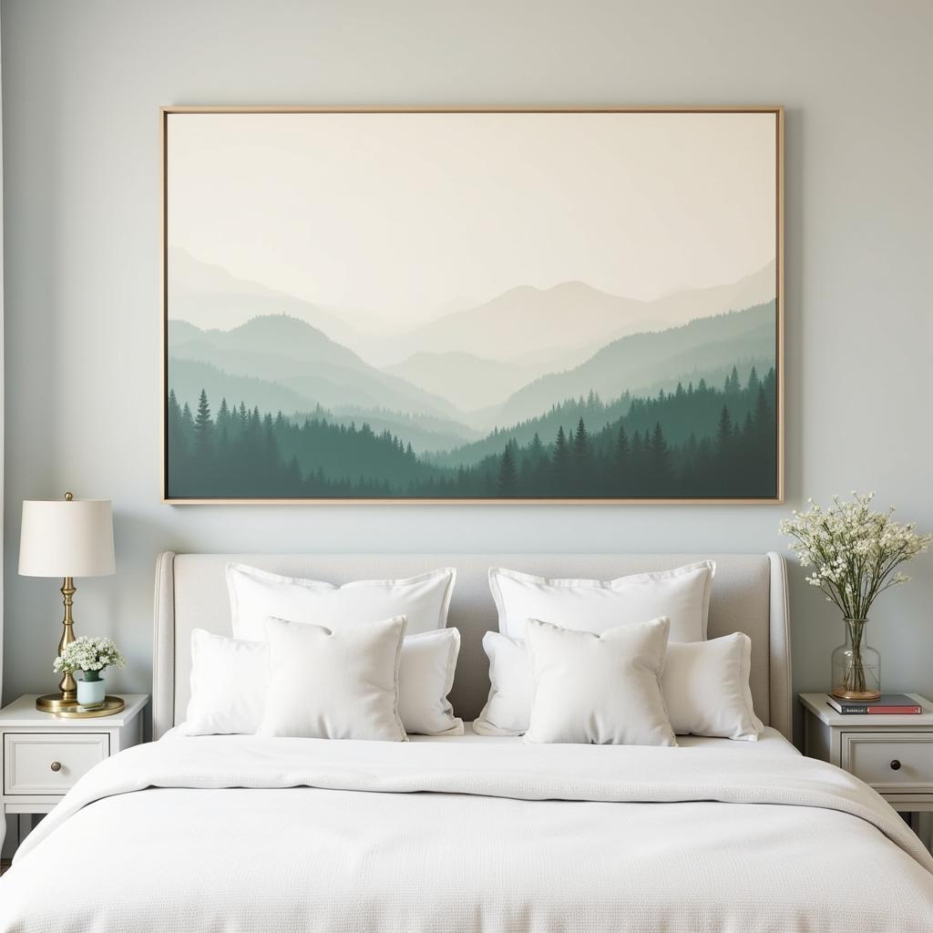 Lam Lee Group Nature Inspired Wall Art: A serene and calming landscape print, perfect for creating a peaceful atmosphere in a bedroom or office space.