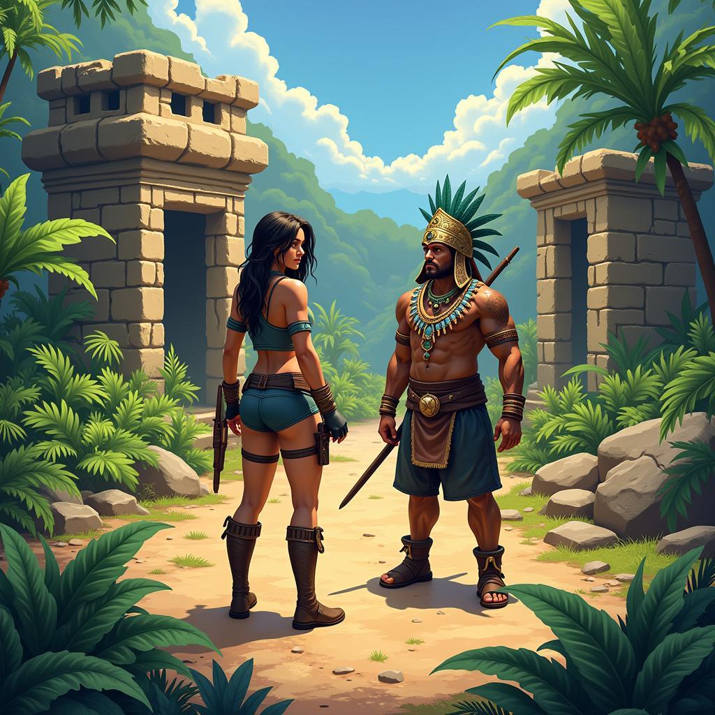 Lara Croft and Totec in Isometric View