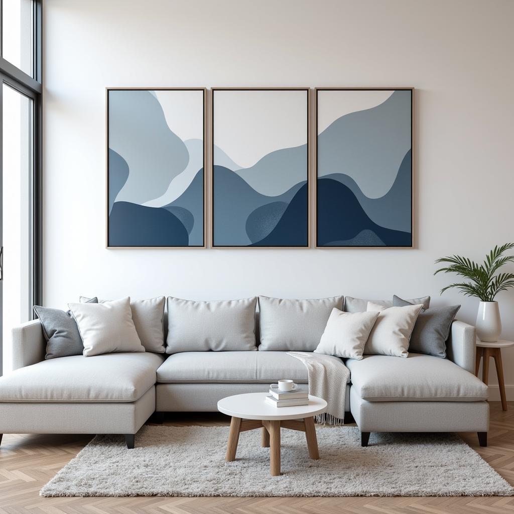 Large 3 Piece Wall Art in a Modern Living Room