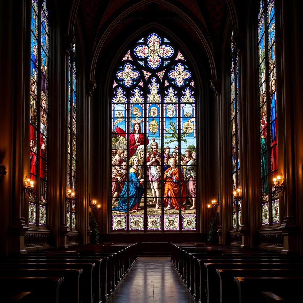 Large Stained Glass Window in a Cathedral